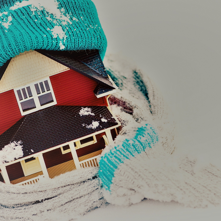 home wrapped in scarf