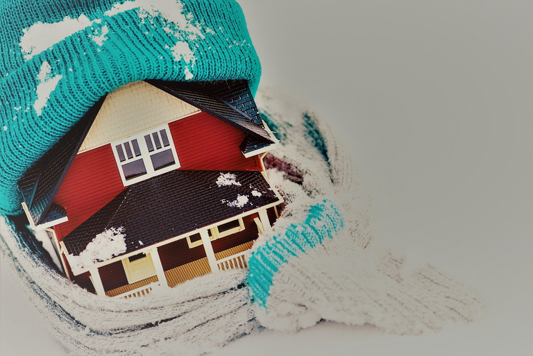 home wrapped in scarf