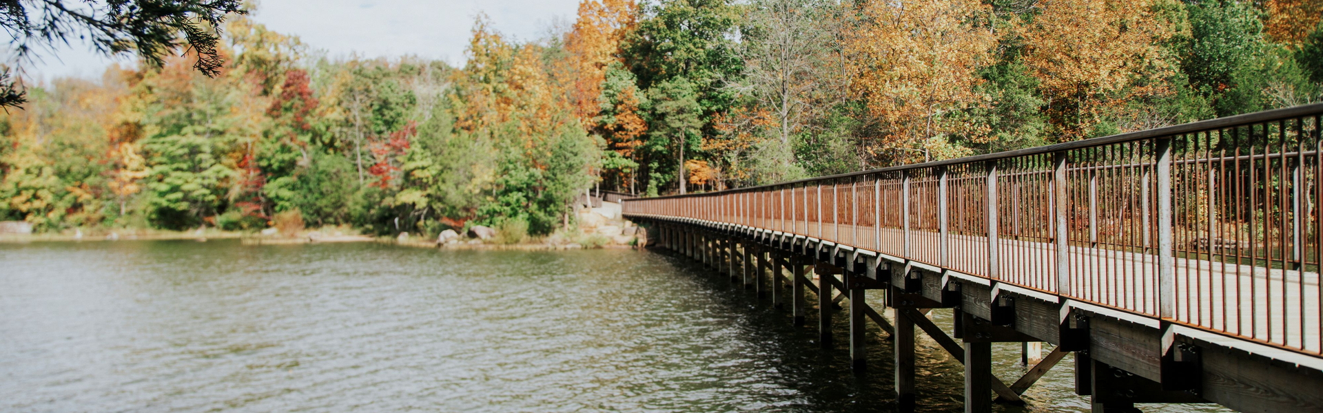 walking bridge over reservoir
